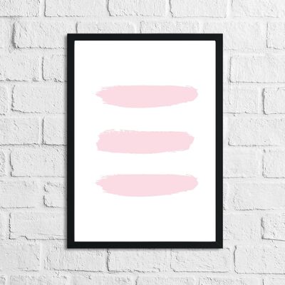 Pink 3 Stripes Brush Bedroom Print A4 Normal
