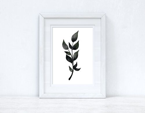 Green Black Watercolour Leaf 3 Bedroom Home Print A4 Normal