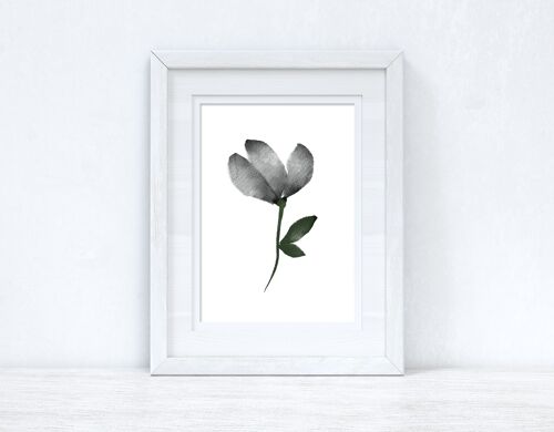 Grey Black Green Watercolour Flower 2 Bedroom Home Print A4 Normal