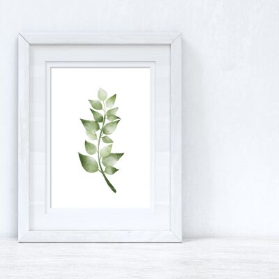 Greens Watercolour Leaves 2 Bedroom Home Print A4 Normal