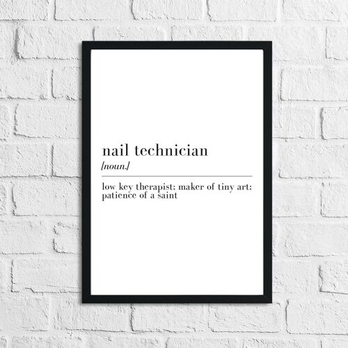 Nail Technician Definition Dressing Room Simple Print A4 Normal
