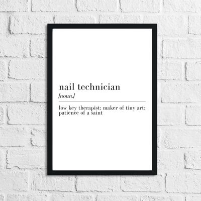 Nail Technician Definition Dressing Room Simple Print A4 Normal