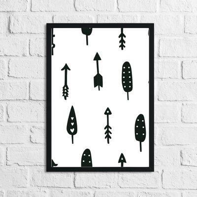 Scandinavian Arrow Pattern Childrens Nursery Bedroom Print A4 Normal