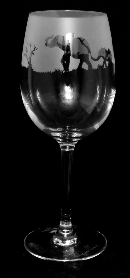 Wine Glass with Elephant Frieze