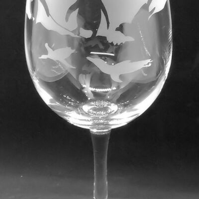 Wine Glass with Penguin Frieze
