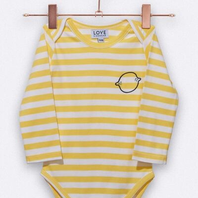 Luke body in yellow / white striped with lemon embroidery
