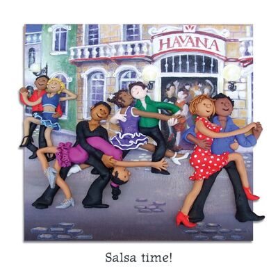 Tarjeta de arte de baile en blanco de tiempo de salsa