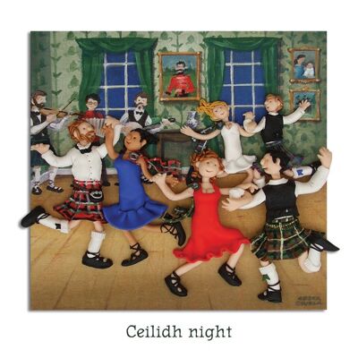 Tarjeta de arte temática escocesa en blanco Ceilidh Night