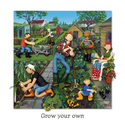 Haz crecer tu propia tarjeta de arte de jardinería en blanco