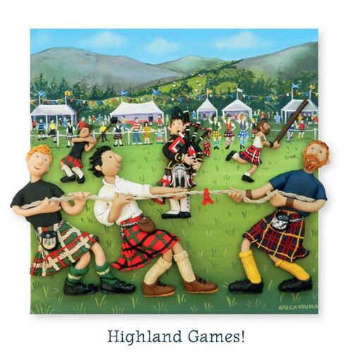 Highland games Scotland themed art card