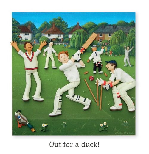 Out for a duck blank cricket art card