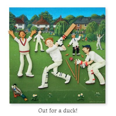 Sortir pour une carte d'art de cricket vierge de canard