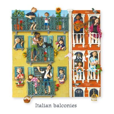 Tarjeta de arte en blanco de balcones italianos