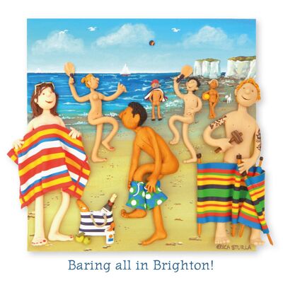 Baring all in Brighton blank art card