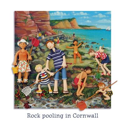 Rockpooling in der leeren Kunstkarte Cornwalls