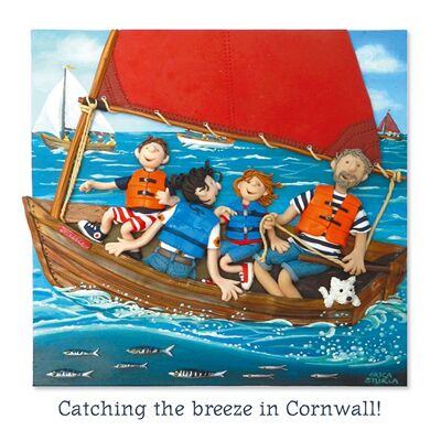 Catching the breeze in Cornwall blank art card