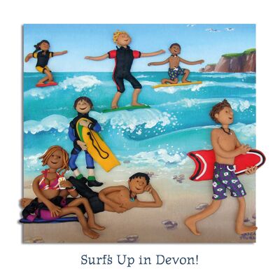 Surf's up in Devon blank art card