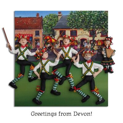 Greetings from Devon Morris dancing art card