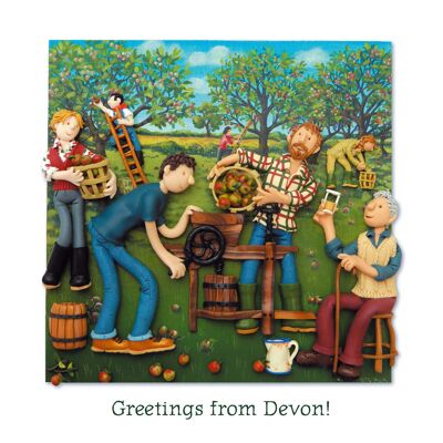 Saludos desde Devon tarjeta de arte en blanco