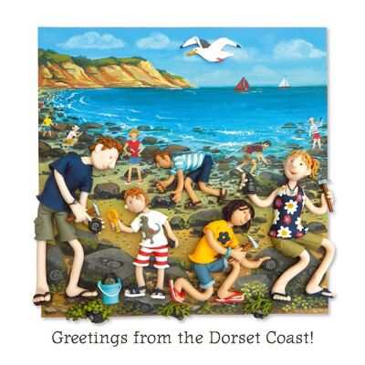 Saludos desde la tarjeta de arte en blanco de la costa de Dorset
