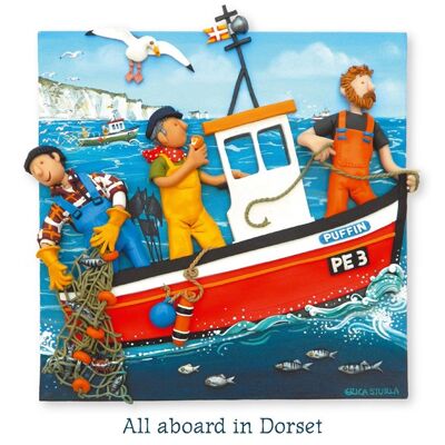 Alle an Bord in der leeren Kunstkarte Dorsets
