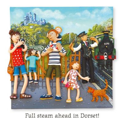 A todo vapor en la tarjeta de arte en blanco de Dorset