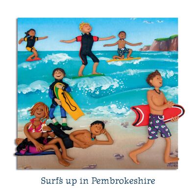 Surf's up en Pembrokeshire tarjeta de arte en blanco