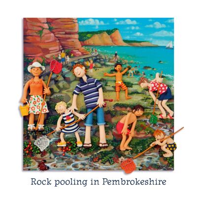 Rockpooling en Pembrokeshire tarjeta de arte en blanco