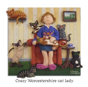 Carte d'art vierge Crazy Worcestershire cat lady