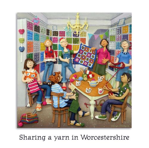 Sharing a yarn in Worcestershire blank art card