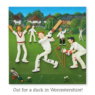 Fuera por un pato en Worcestershire tarjeta de arte en blanco