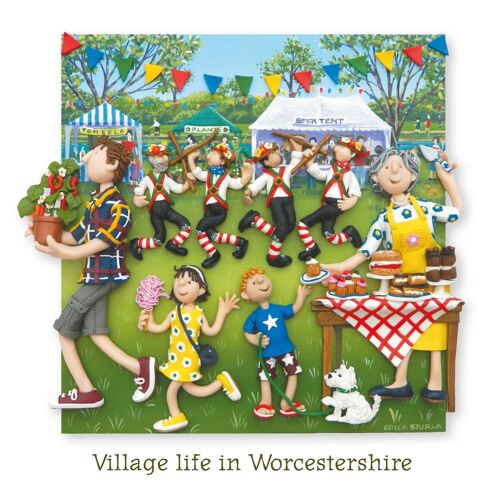 Village life in Worcestershire blank art card