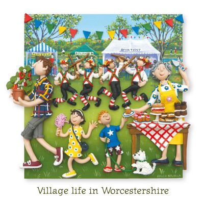 Dorfleben in der leeren Kunstkarte Worcestershires