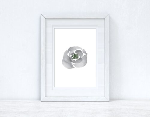 Grey Green Watercolour Flower 2 Bedroom Home Print A4 Normal