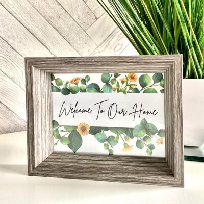 Welcome To Our Home Vert Eucalyptus Printemps Floral Paysage A4 Normal