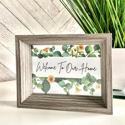Welcome To Our Home Green Eucalyptus Spring Floral Landscape A4 Normal