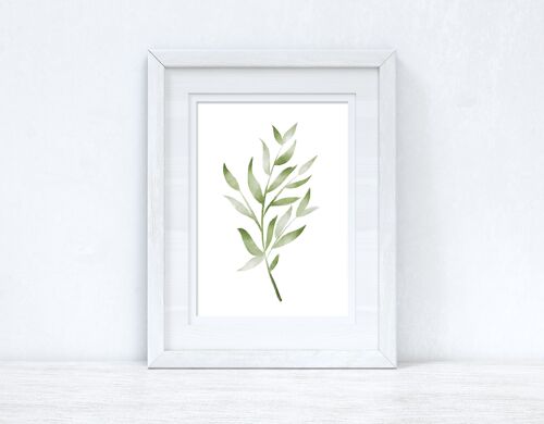 Greens Watercolour Leaves 3 Bedroom Home Print A4 Normal