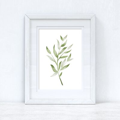 Greens Watercolour Leaves 3 Bedroom Home Print A4 Normal