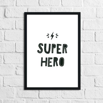 Scandinave Super Hero Childrens Nursery Bedroom Print A4 Normal