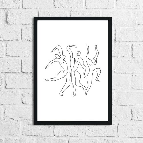 Dancing Bodies Fine Line Work Bedroom Home Bathroom Print A4 Normal