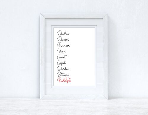 Reindeer Names Christmas Seasonal Winter Home Print A4 Normal