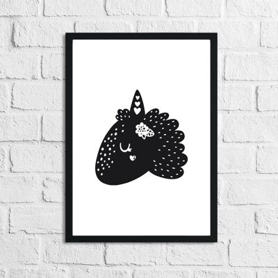 Scandinavian Unicorn Childrens Nursery Room Print A4 Normal