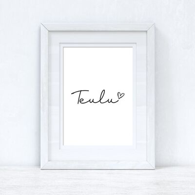 Teulu Family Heart Home Welsh Print A4 Normal