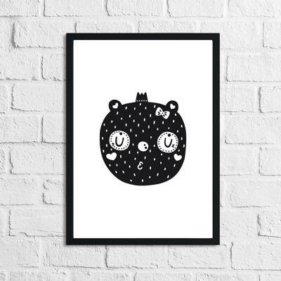 Scandinavian Panda Childrens Nursery Room Print A4 Normal