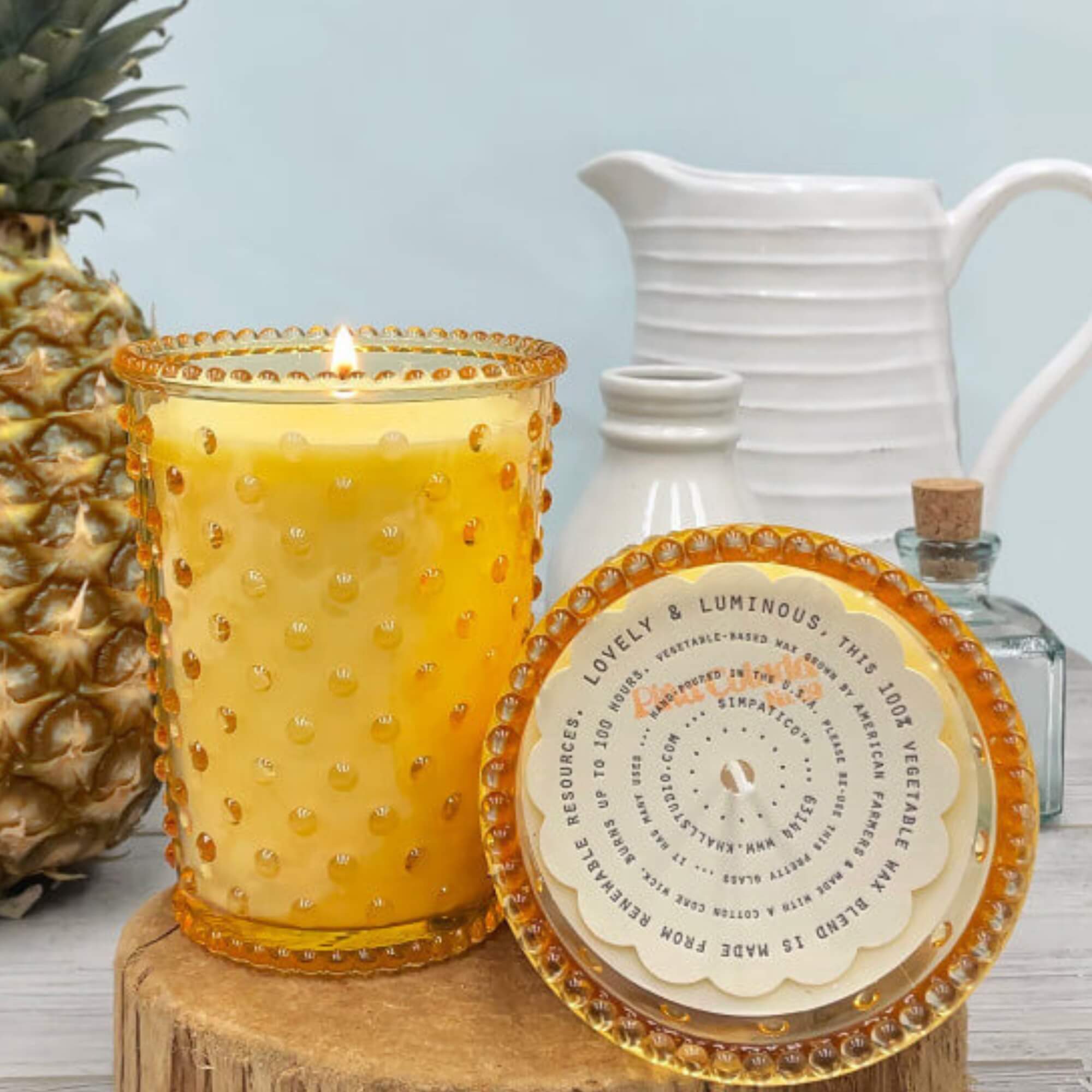 Simpatico Hobnail Glass Candle #89 Pina Colada
