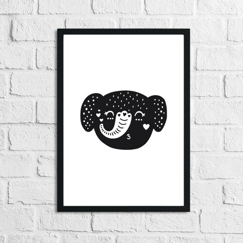 Scandinavian Elephant Childrens Nursery Room Print A4 Normal