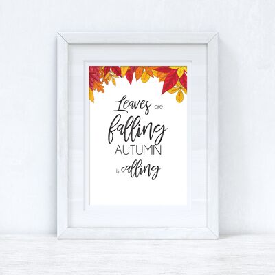 Leaves Are Falling Leaf Border Autumn Seasonal Home Print A4 Normal