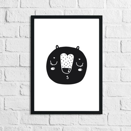 Scandinavian Bear Childrens Nursery Room Print A4 Normal