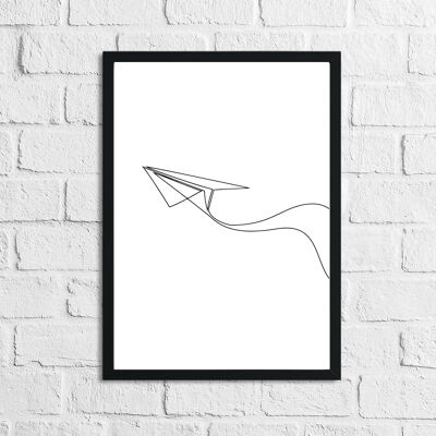 Simple Paper Plane Line Work Bedroom Print A4 Normal