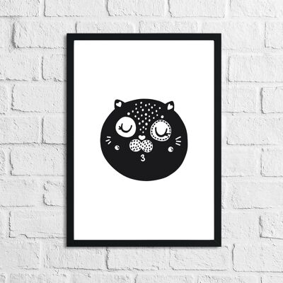 Scandinavian Cat 1 Childrens Nursery Room Print A4 Normal